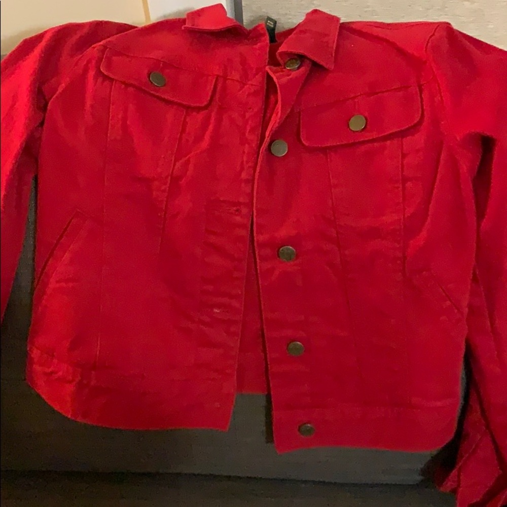 Red jean jacket